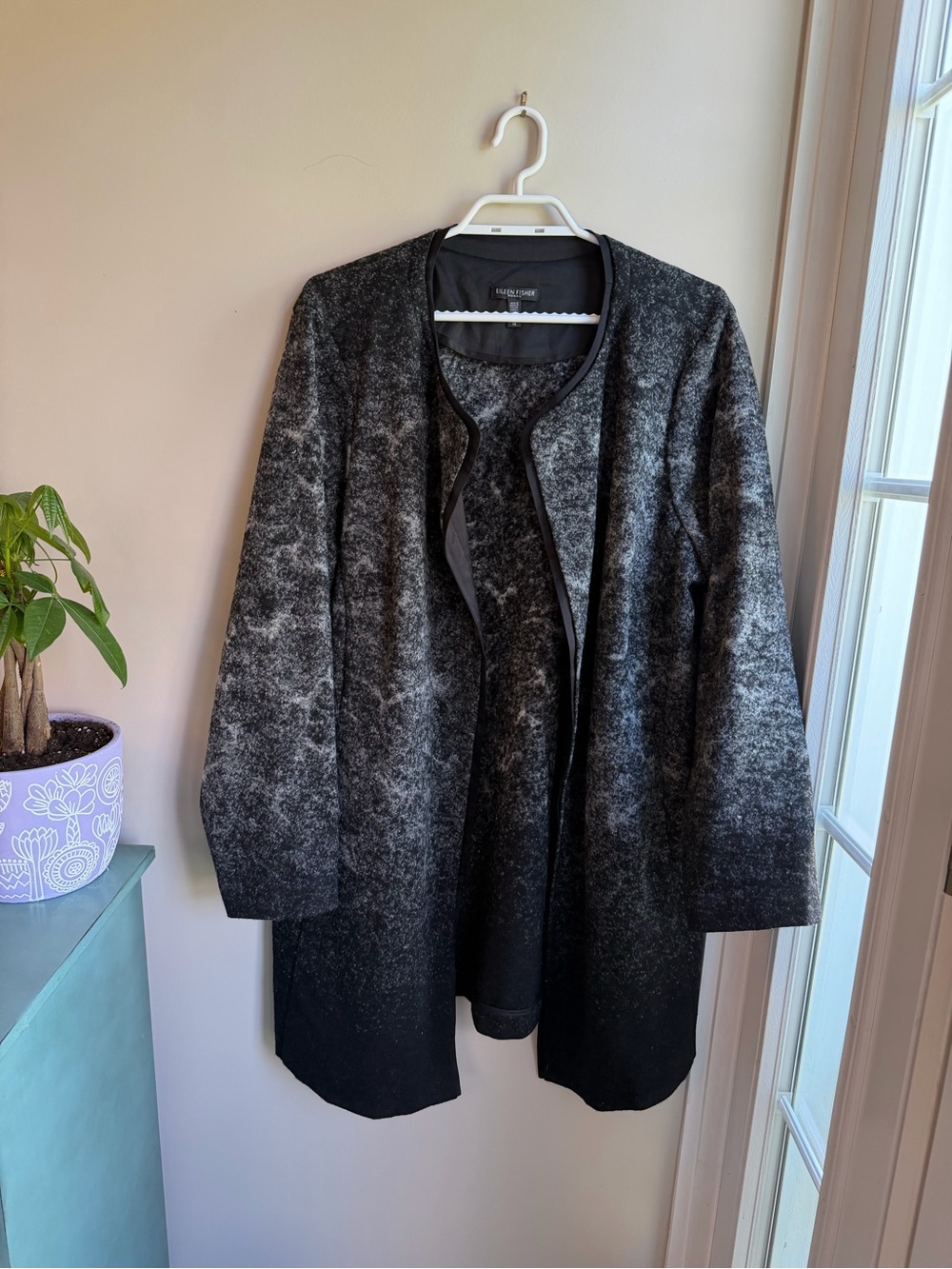 Eileen Fisher Black and Gray Ombre Wool Jacket size 1X